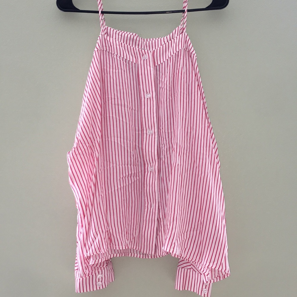 Red/white striped off the should top